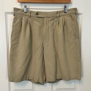 Tommy Bahama Men's 100% Silk 100% Silk Khaki Beach Preppy Shorts Size 33